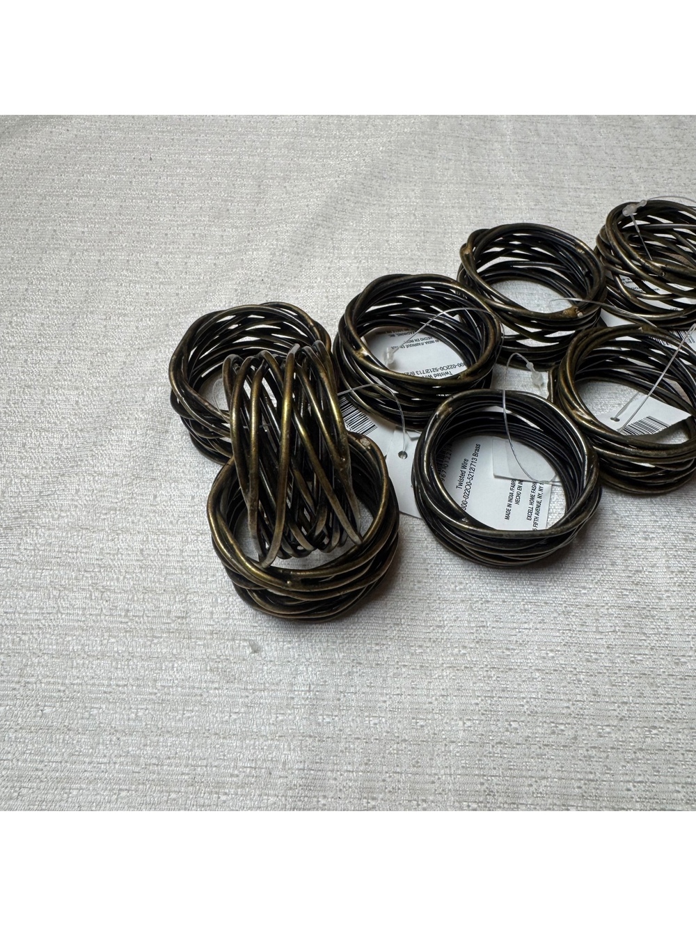 Excell Home Fashions Twisted Brass Wire Napkin Rings Set of 8 New With Tags - Picture 5 of 8